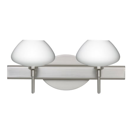 Besa Lighting Peri Vanity, Opal Matte, Satin Nickel Finish, 2x5W LED 2SW-541007-LED-SN